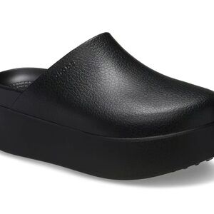 CROCS Black Platform Mules with Textured Upper